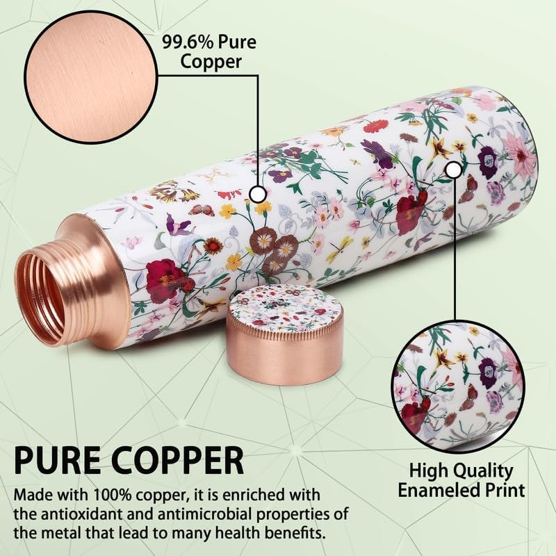 MERCAPE® Copper Water Bottle - Multi Colored Ample Design, Leak Proof, Joint Less (900ml) for Ayurveda & Yoga - Image 4