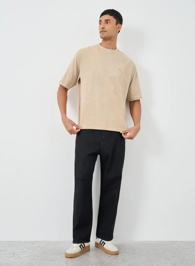 Styli Styli Washed Embroidered Detail Heavy Jersey Oversized T-Shirt