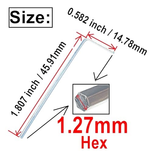 ZDingTech 10pcs 1.27mm Allen Wrench sets,1.27mm Hex Key allen Door Key L Shaped hex wrench set with Long Arm - Image 3