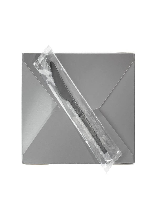 Restaurantware Basic Nature 6.5 Inch Wrapped Compostable Knives, 50 Individually Wrapped Plant-Based Silverware - For Hot And Cold Foods, Black CPLA Plastic Disposable Cutlery, BPI-Certified- Restaurantware - Image 1