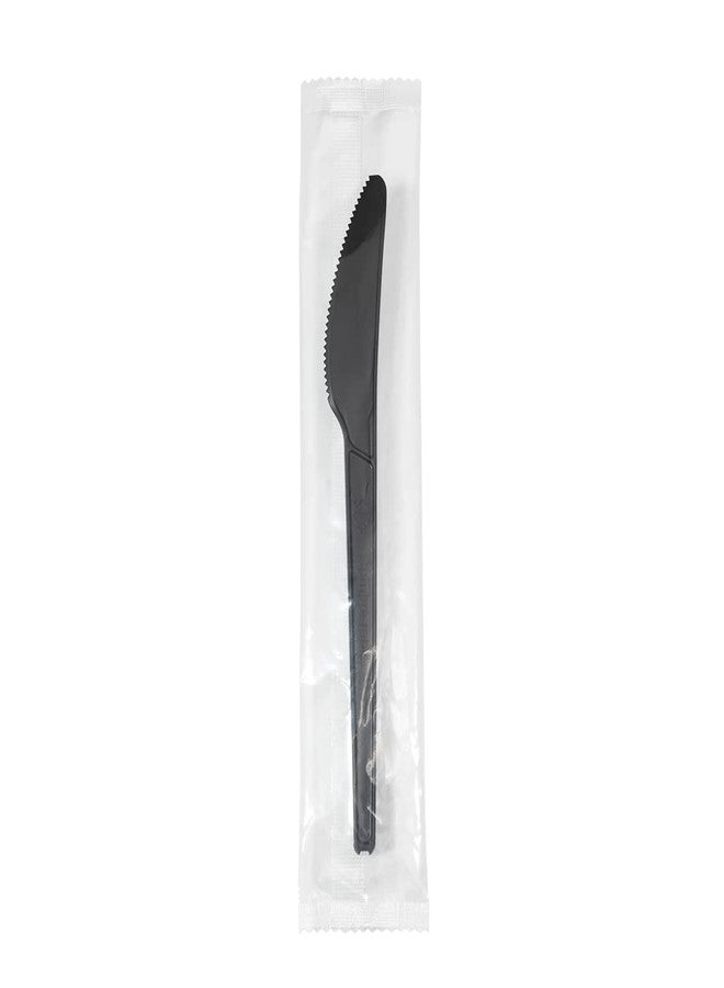 Restaurantware Basic Nature 6.5 Inch Wrapped Compostable Knives, 50 Individually Wrapped Plant-Based Silverware - For Hot And Cold Foods, Black CPLA Plastic Disposable Cutlery, BPI-Certified- Restaurantware - Image 2