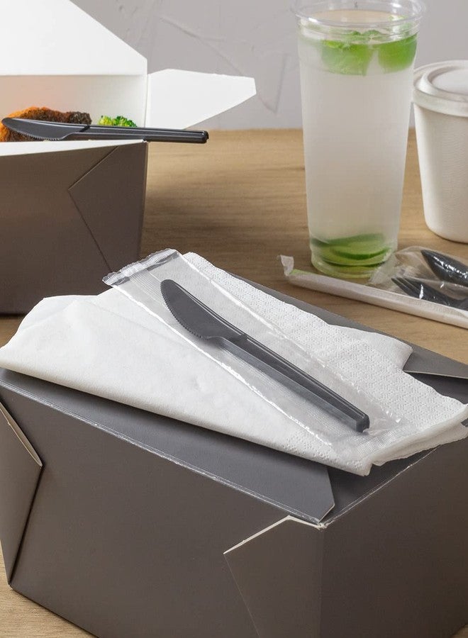 Restaurantware Basic Nature 6.5 Inch Wrapped Compostable Knives, 50 Individually Wrapped Plant-Based Silverware - For Hot And Cold Foods, Black CPLA Plastic Disposable Cutlery, BPI-Certified- Restaurantware - Image 3