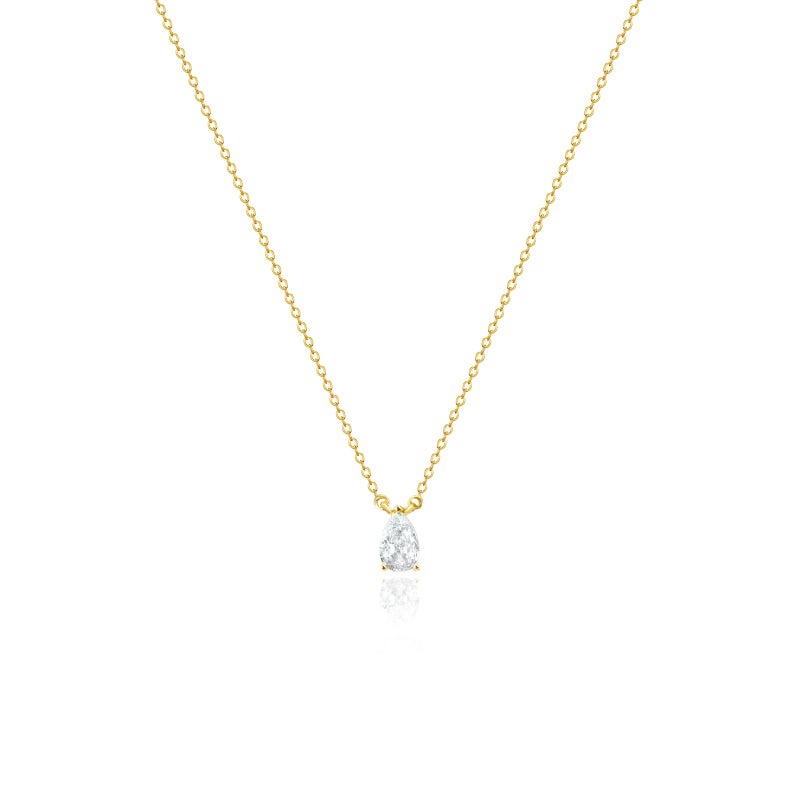 Zeffy Dainty Gold Necklace for Women Simple Small CZ Teardrop Diamond Choker Trendy Gold Jewelry Gifts - Image 1