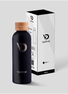Generic Thermal Bottle 500ML Bamboo cap bottle Vacuum Insulated Water Bottle Double Layer Stainless Steel Sports Water Bottle Leak Proof Water Bottle for Office school and Gym Black mate 20oz  - Image 1