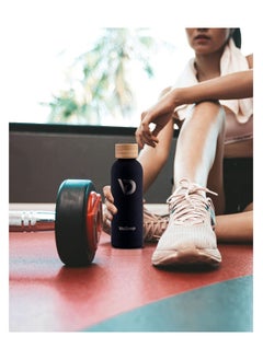 Generic Thermal Bottle 500ML Bamboo cap bottle Vacuum Insulated Water Bottle Double Layer Stainless Steel Sports Water Bottle Leak Proof Water Bottle for Office school and Gym Black mate 20oz  - Image 3