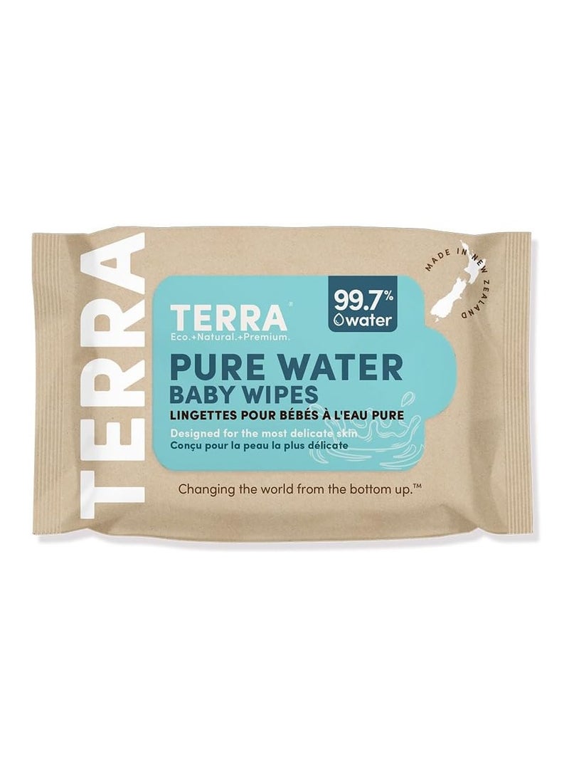 Terra مناديل أطفال من الخيزران: 99.7% ماء نقي من نيوزيلندا، 100% ألياف خيزران قابلة للتحلل، 0% بلاستيك، للبشرة الحساسة، بدون مواد كيميائية ضارة أو مكونات غير مرغوب فيها، 0+ أشهر، عبوة واحدة تحتوي على 24 منديل