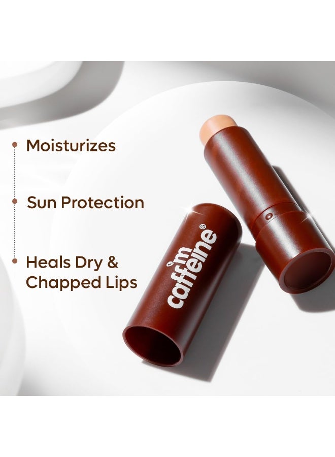 إم كافيين مرطب شفاه ماكافيين بالشوكولاتة بعامل حماية من الشمس ٢٠+ للشفاه الجافة والمتشققة | ترطيب يدوم ٢٤ ساعة مع حماية من الشمس | زبدة الكاكاو والكافيين للنساء والرجال، عبوة واحدة، بيج - Image 5