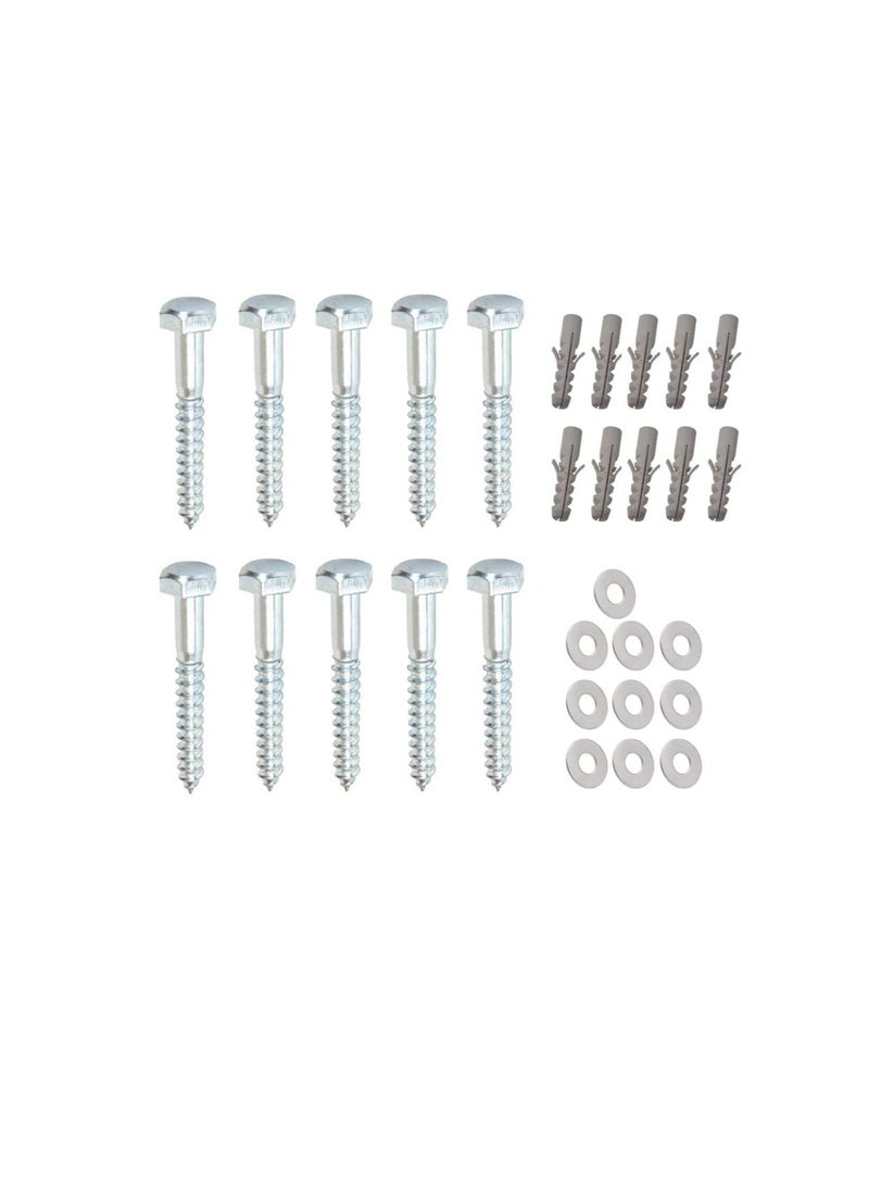 Generic 10 Pcs Galvanized (G.I) Hex Head Coach Screws with Washer & Fisher Plug Wood Working for Holding Together Heavy Timber, and Concrete Working. (8mm, Length 2-1/2 Inch)  - Image 1