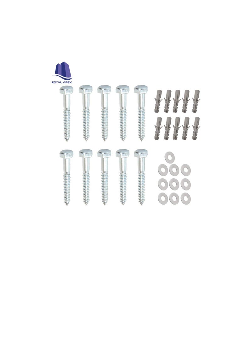 Generic 10 Pcs Galvanized (G.I) Hex Head Coach Screws with Washer & Fisher Plug Wood Working for Holding Together Heavy Timber, and Concrete Working. (8mm, Length 2-1/2 Inch)  - Image 2