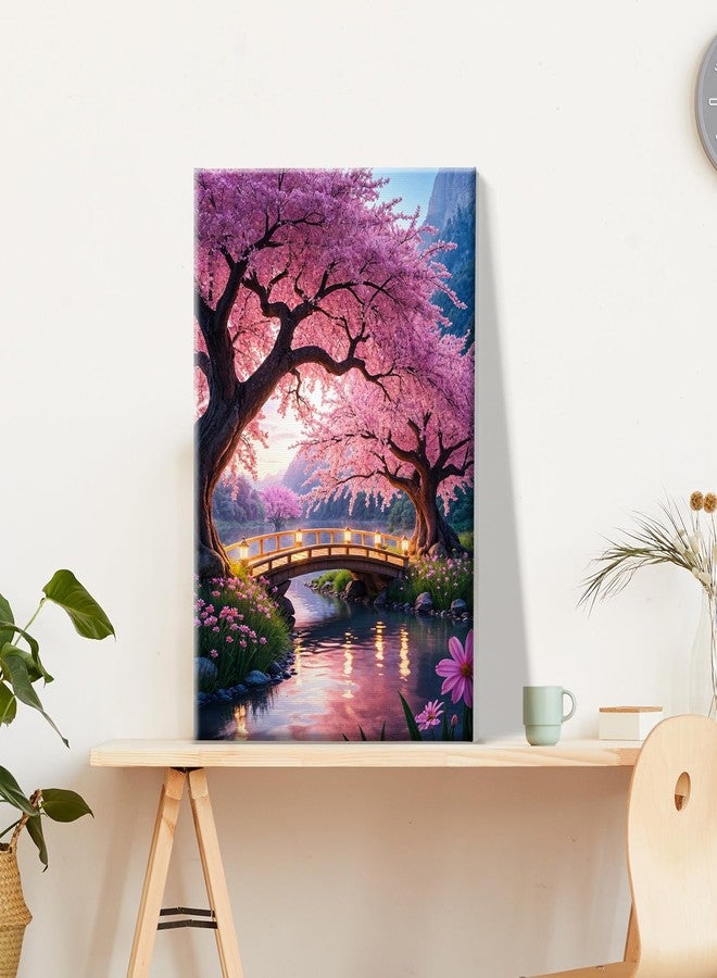 JOOZ Paint by Numbers Kit for Adults with Frame Moon Paint by Number with Easel Tree Adult Paint by Number Kits Framed Canvas Mountain Waterfall Oil Painting Kits for Gift Home Wall Decor 8x12 Inch - Image 2