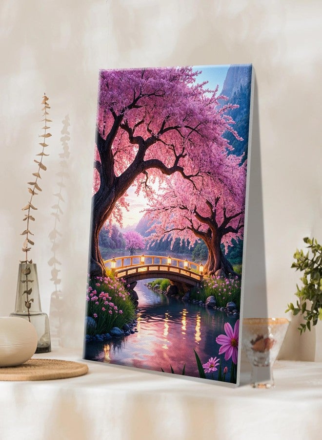 JOOZ Paint by Numbers Kit for Adults with Frame Moon Paint by Number with Easel Tree Adult Paint by Number Kits Framed Canvas Mountain Waterfall Oil Painting Kits for Gift Home Wall Decor 8x12 Inch - Image 3