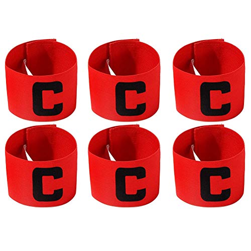 Onwon 6 Pieces Elastic Soccer Captain Armband Adjustable Football Basketball Player Bands for Adult Youth (Red) - Image 1