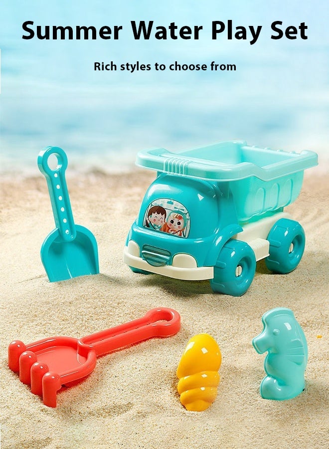 5pcs beach toy sets for children's beach toys,Comes with 1 beach buggy toy, 2 beach shaped toys, and 2 shovel sets,playing in water, playing with sand, digging tools, shovels, or children's sandcastle building kits for girls and boys over 3 years old ﻿ - Image 4