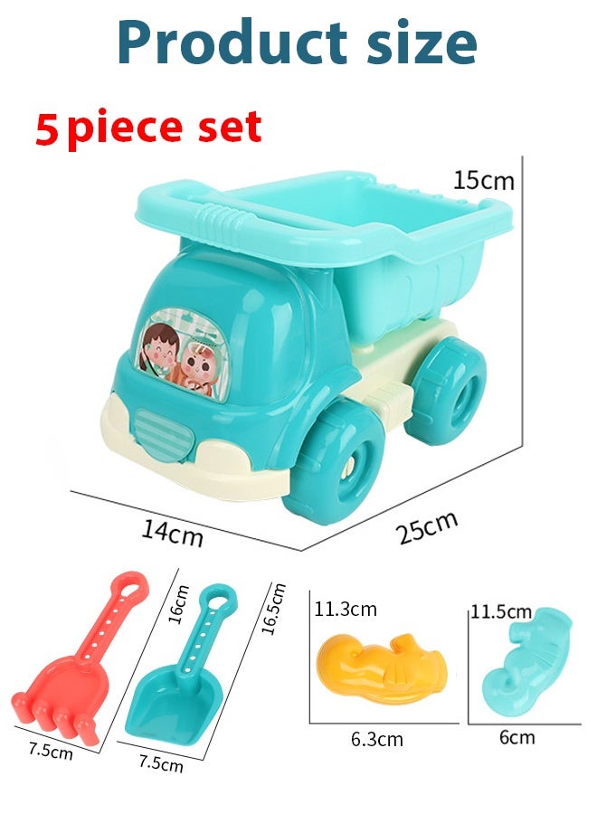 5pcs beach toy sets for children's beach toys,Comes with 1 beach buggy toy, 2 beach shaped toys, and 2 shovel sets,playing in water, playing with sand, digging tools, shovels, or children's sandcastle building kits for girls and boys over 3 years old ﻿ - Image 2