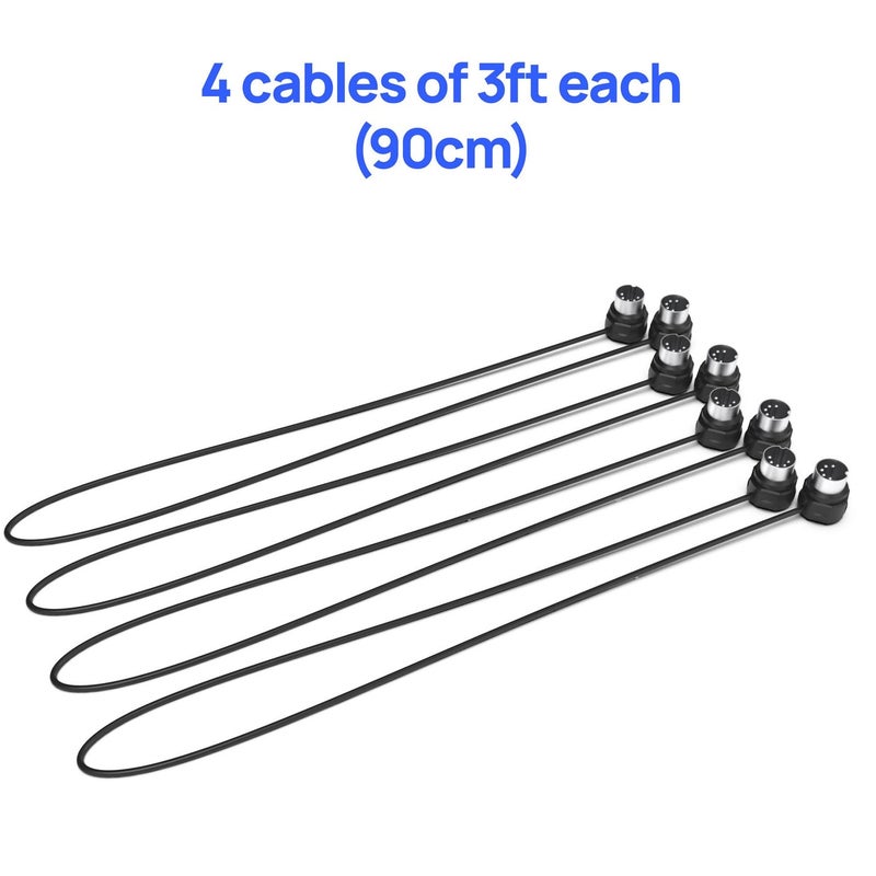 CME MIDI Cable 4-Pack - 3FT / 90cm, 5-pin DIN, Low-profile - Mirrored 45-Degree Angled Ultra-Thin Plugs for Compact Spaces - Ideal for MIDI Interface, Pedalboard, Keyboard - Image 2