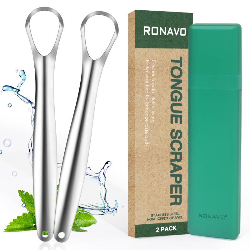 RONAVO Tongue Scraper for Kids Adults Tongue Cleaner for Small Mouth Fights Bad Breath Metal Tongue Scraper for Oral Hygiene Routine with Handy Case for TravelHomeOffice - Image 3