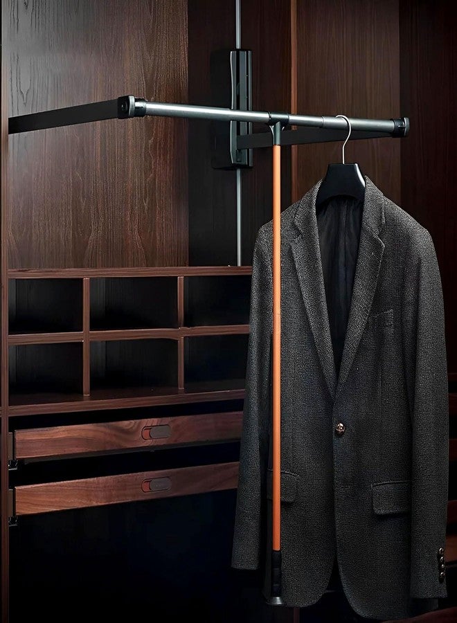 VOLO Soft Close Pull Down Cloth Lifter – Adjustable Aluminium Wardrobe Rail Lift (920–1240mm), Retractable Closet Rod Organizer | Space Saving Hanger with Smooth Hydraulic Lift, 15kg Capacity - Image 3