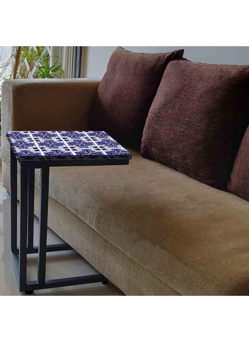 Nutcase Nutcase Design C Shaped Side Table for Laptop Work on Sofa CouchStudy Breakfast Snack Serving End Tables for Living Room Bedroom Blue Lace  - Image 2