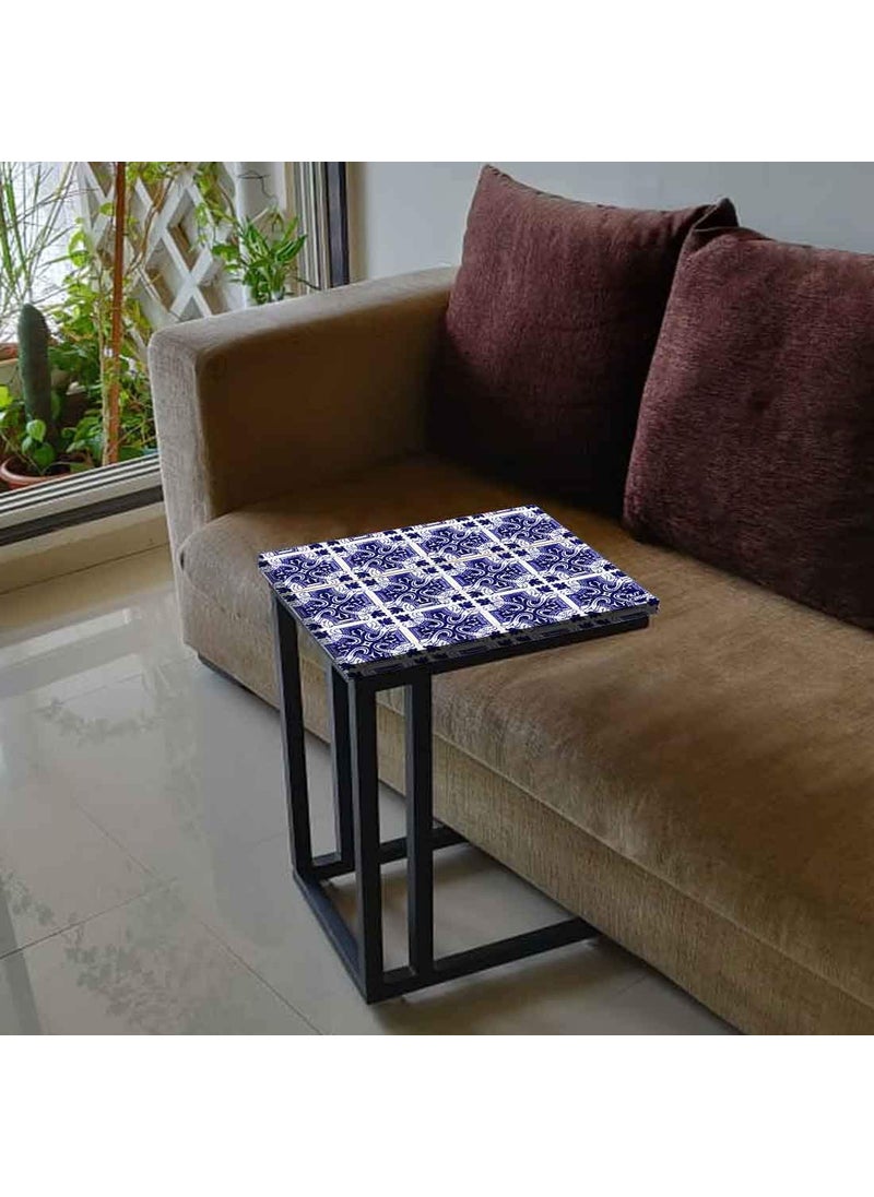 Nutcase Nutcase Design C Shaped Side Table for Laptop Work on Sofa CouchStudy Breakfast Snack Serving End Tables for Living Room Bedroom Blue Lace  - Image 5