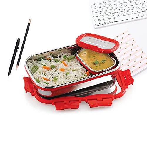 AASTIK SALES Click It Stainless Steel Lunch Box with Air Tight Spill Proof Lid, Tiffin Boxes for Kids Men Women for Office & School College (Red Colour) - Image 3