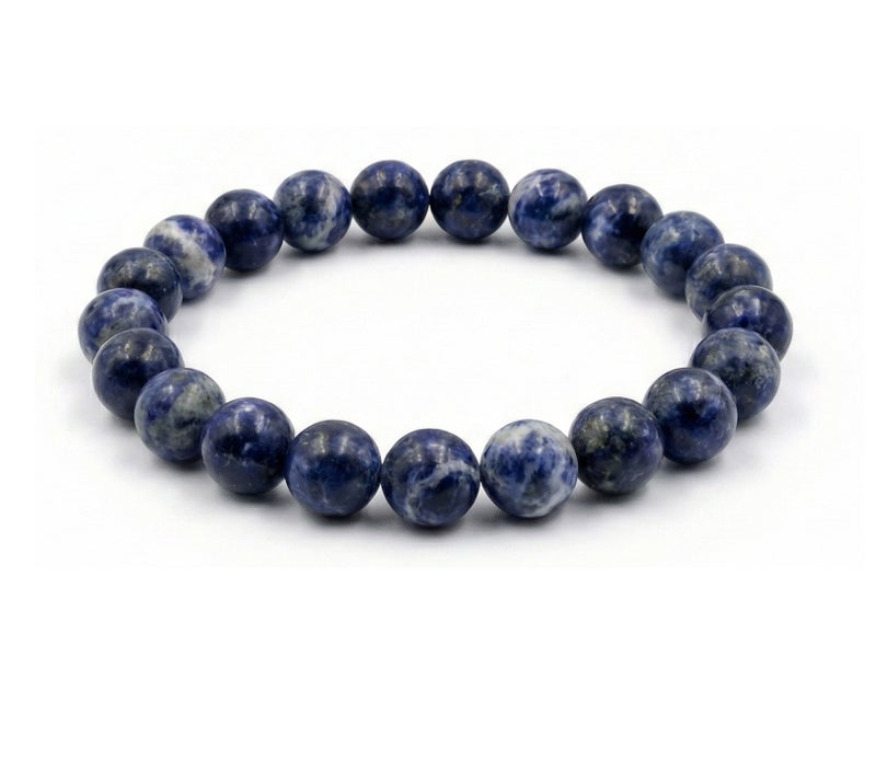 Ringfinity Blue Sodalite Stone Bracelet 8mm – Natural Blue Gemstone Beaded Stretch Bracelet – Unisex Stylish Daily Wear Jewelry - Image 1