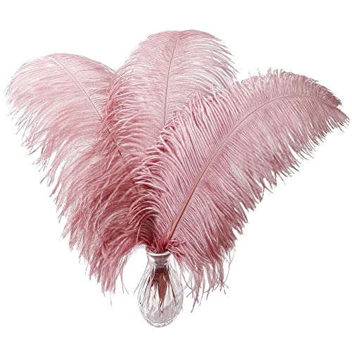 Larryhot Pink Ostrich Feathers Bulk- 16-18 inch 10pcs Feathers for Cfafts,Wedding Party Centerpieces, and Home Decorations (Lotus Pink) - Image 1