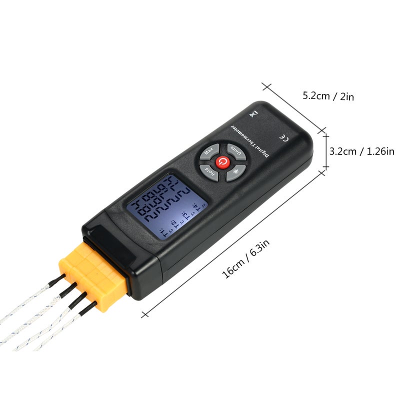 4-Channel K-Type Digital LCD Thermometer Thermocouple Sensor -50~1350°C/-58~2462°F Data Hold Function - Image 5