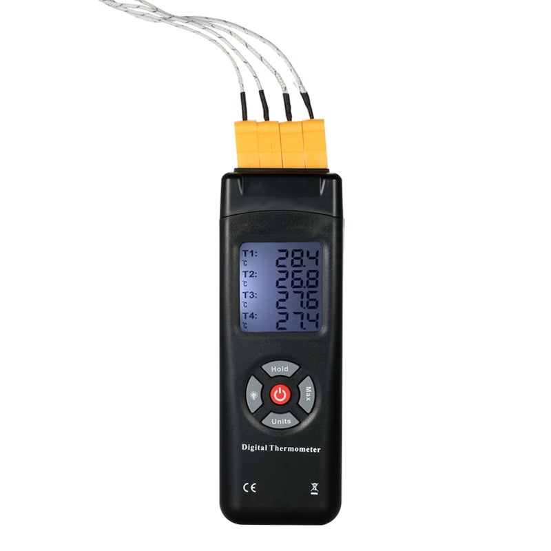 4-Channel K-Type Digital LCD Thermometer Thermocouple Sensor -50~1350°C/-58~2462°F Data Hold Function - Image 1