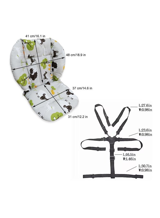 Kocpudu High Chair Pad, Ancho Grey Background Sheep Pattern Highchair/seat Cushion Protective Film Breathable Pad with Baby High Chair Seat Belt(2 Pieces) - Image 2