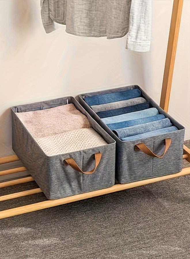 2 pcs Wardrobe Clothes Organizer, Large Foldable Closet Storage Organizer  Clothes Storage and Organization Box for Clothes Jeans Washable Closet Storage Boxes with Carrying Handles Cube Storage Bin Thickened Steel Frame Toy Organizer Box for Home Bedroom Office  - Image 3