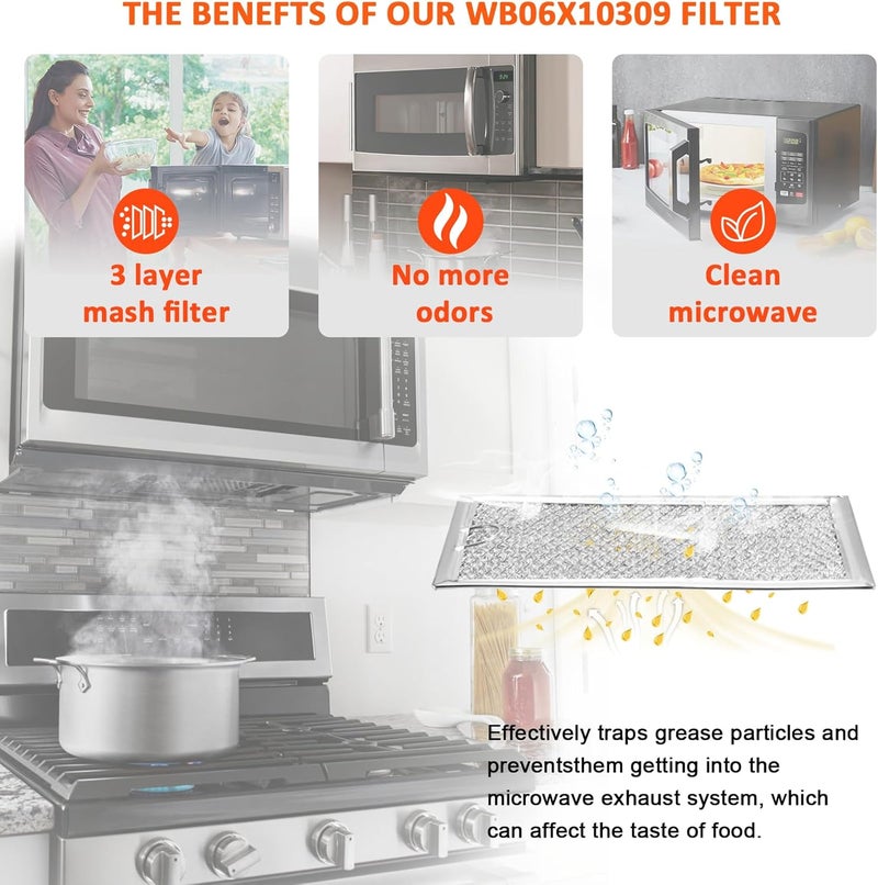 Fetechmate WB06X10309 WB06X10359 7.5x5 inch Microwave Filters Compatible with G-E L-G Ken-more Microwave Oven by Replace Grease Filters WB06X10654 5 X 7-5/8 inch-2 Packs in Box - Image 4