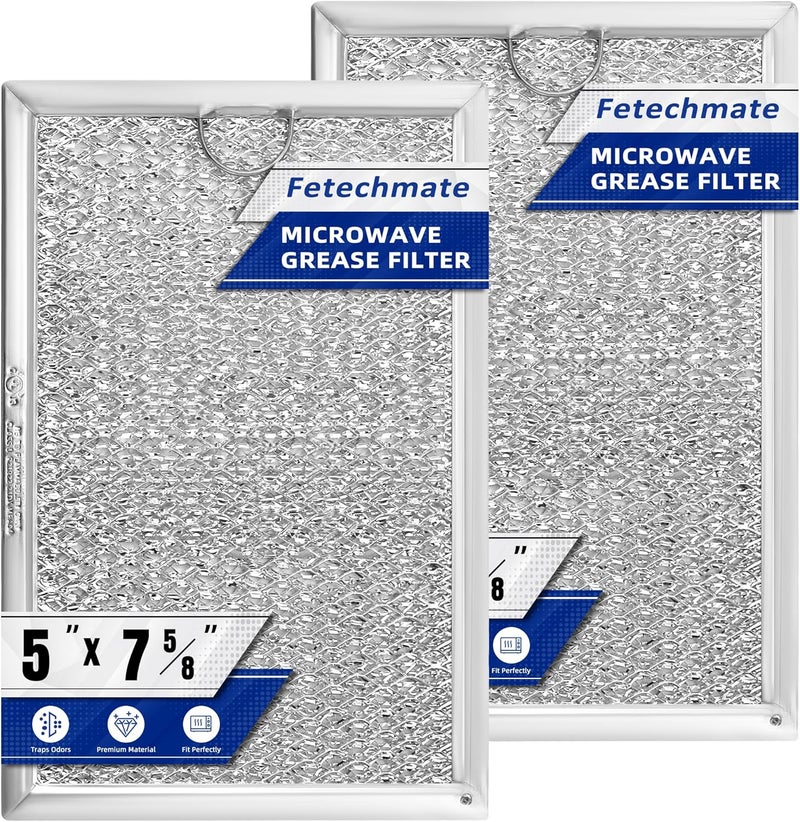 Fetechmate WB06X10309 WB06X10359 7.5x5 inch Microwave Filters Compatible with G-E L-G Ken-more Microwave Oven by Replace Grease Filters WB06X10654 5 X 7-5/8 inch-2 Packs in Box - Image 1