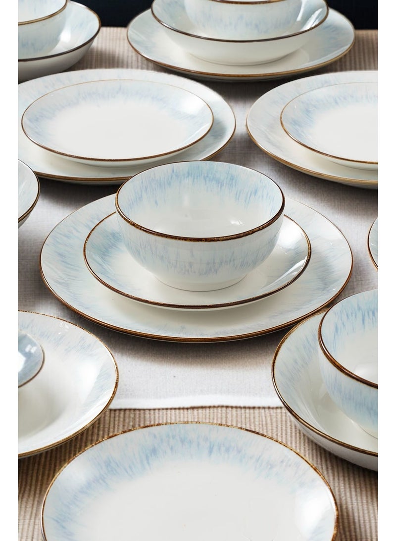 ايست من نون طقم سفرة من البورسلين مكوّن من 24 قطعة، يكفي لعدد 6 أشخاص، آمن للاستخدام في الميكروويف وغسالة الصحون، بتصميم رمادي - Image 5