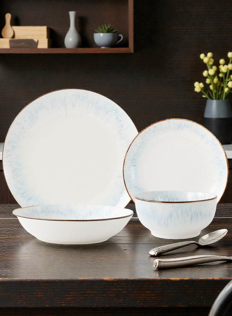 ايست من نون طقم سفرة من البورسلين مكوّن من 24 قطعة، يكفي لعدد 6 أشخاص، آمن للاستخدام في الميكروويف وغسالة الصحون، بتصميم رمادي - Image 2