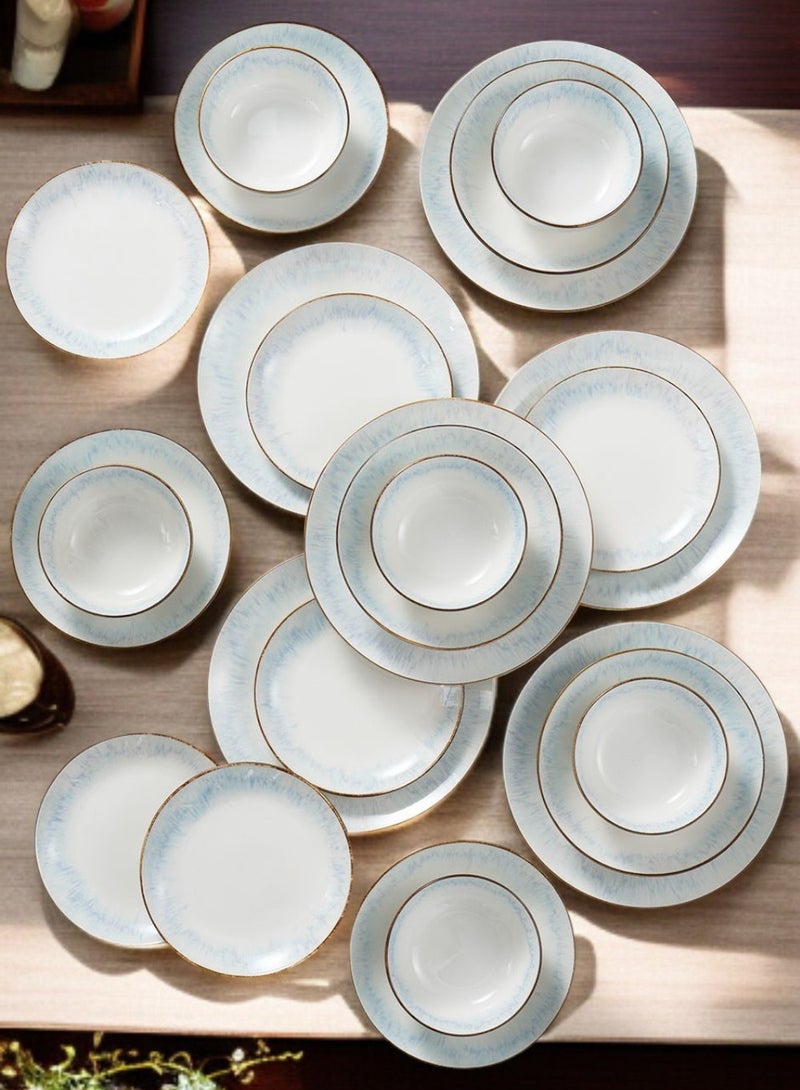 ايست من نون طقم سفرة من البورسلين مكوّن من 24 قطعة، يكفي لعدد 6 أشخاص، آمن للاستخدام في الميكروويف وغسالة الصحون، بتصميم رمادي - Image 3