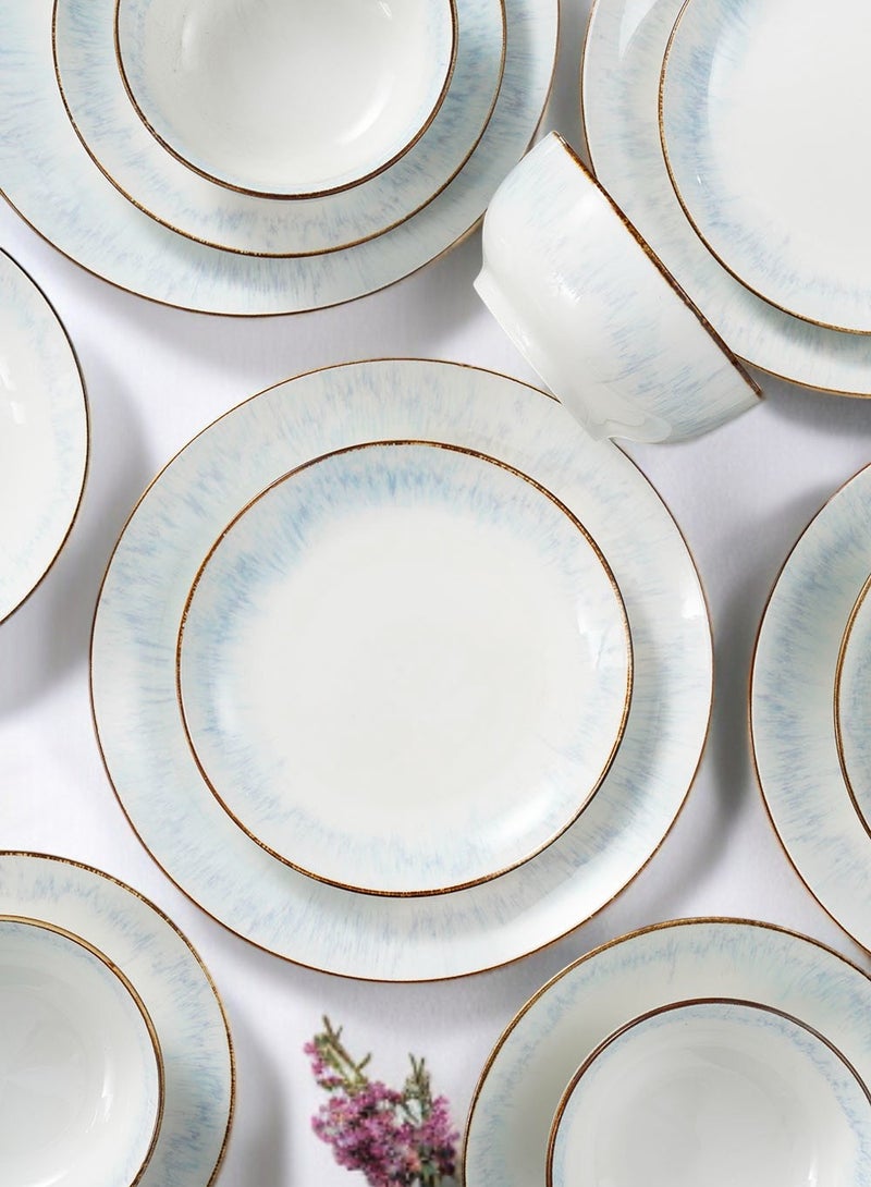 ايست من نون طقم سفرة من البورسلين مكوّن من 24 قطعة، يكفي لعدد 6 أشخاص، آمن للاستخدام في الميكروويف وغسالة الصحون، بتصميم رمادي - Image 4