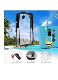 KASTWAVE Clear Bogg Beach Tote Bag Accessories, 0.55'' Dia Holes Bogg Bag Insert with 1 Clear Zipper Pouch & 2 Hooks, Clear Insert Bags Small & Large Beach Tote Bags  - Image 2