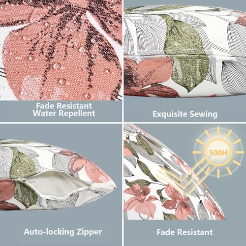 LVTXIII Outdoor Pillow Covers 12x20 Inch Fade Resistant Patio Lumbar Pillow Covers, All Weather Throw Cushion Cases for Sofa Couch Decoration, 2 Pack, Clemens Noir Pink - Image 3