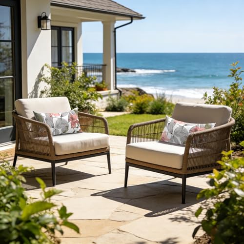 LVTXIII Outdoor Pillow Covers 12x20 Inch Fade Resistant Patio Lumbar Pillow Covers, All Weather Throw Cushion Cases for Sofa Couch Decoration, 2 Pack, Clemens Noir Pink - Image 4