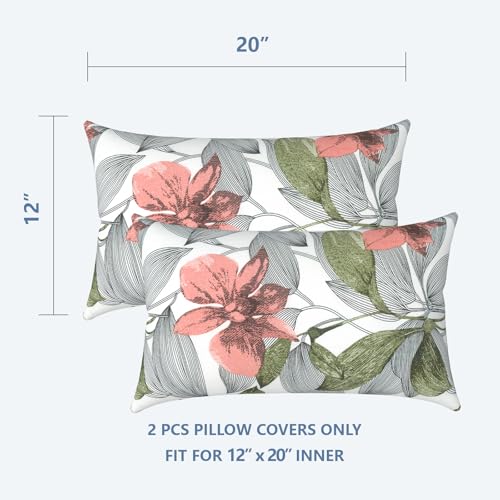 LVTXIII Outdoor Pillow Covers 12x20 Inch Fade Resistant Patio Lumbar Pillow Covers, All Weather Throw Cushion Cases for Sofa Couch Decoration, 2 Pack, Clemens Noir Pink - Image 2