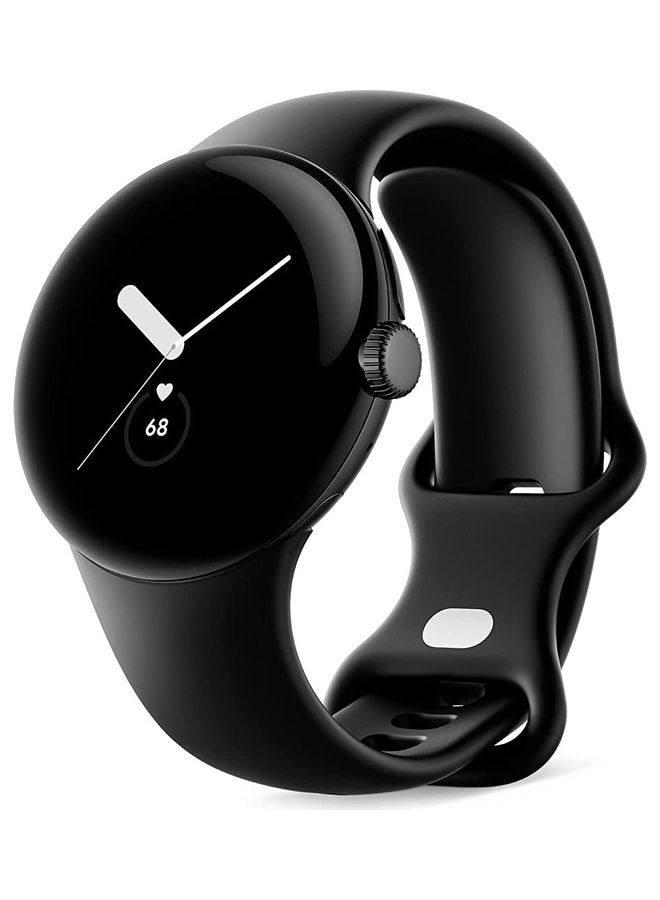 Google Pixel Android Smartwatch With Fitbit Activity Tracking Heart Rate Stainless Steel Case Obsidian Active Band WiFi Black - Image 1