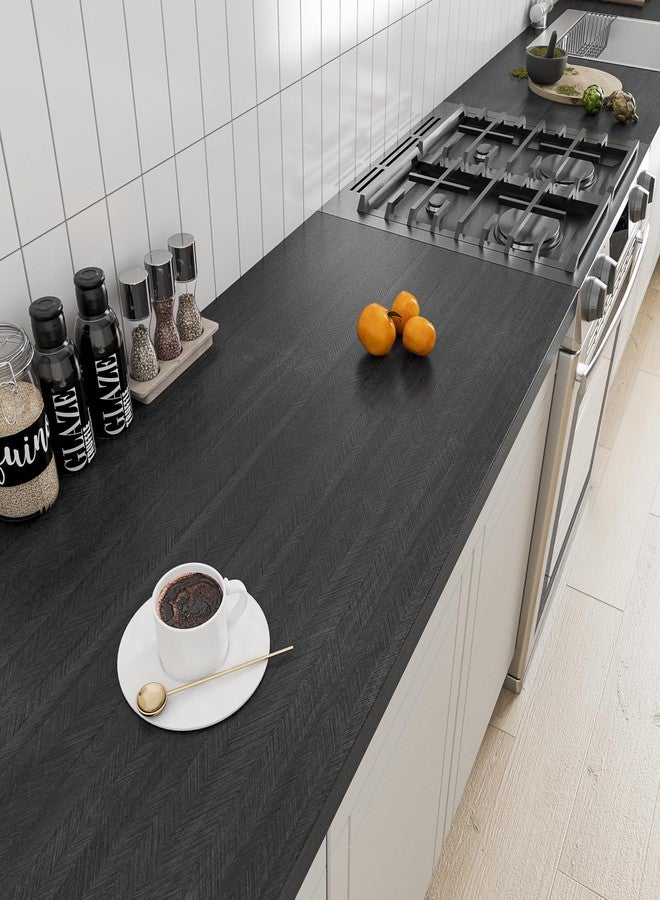 LACHEERY Matte Black Wood Grain Contact Paper 160 x 36 Inch Extra Wide Peel and Stick Wallpaper Dark Wood Contact Paper for Countertops Waterproof Self Adhesive Kitchen Countertop Counter Vinyl Wrap - Image 3