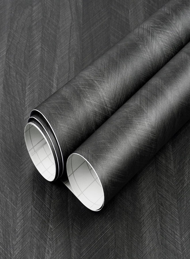 LACHEERY Matte Black Wood Grain Contact Paper 160 x 36 Inch Extra Wide Peel and Stick Wallpaper Dark Wood Contact Paper for Countertops Waterproof Self Adhesive Kitchen Countertop Counter Vinyl Wrap - Image 2