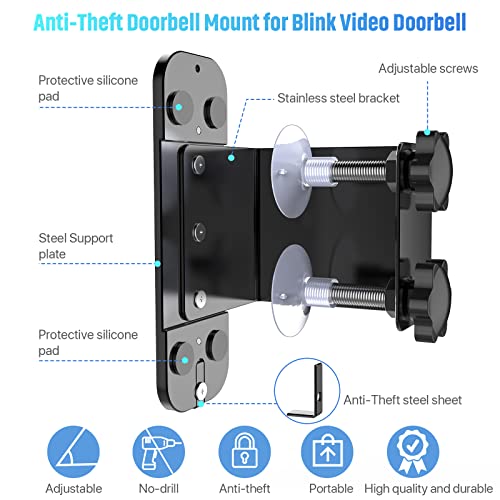 Weazinck Anti-Theft Video Door Mount, Compatible with Video Doorbell, No Need to Drill, Durable and Stainless Steel Doorbell Mount For Apartment, Door Renters, Home&Office - Image 2