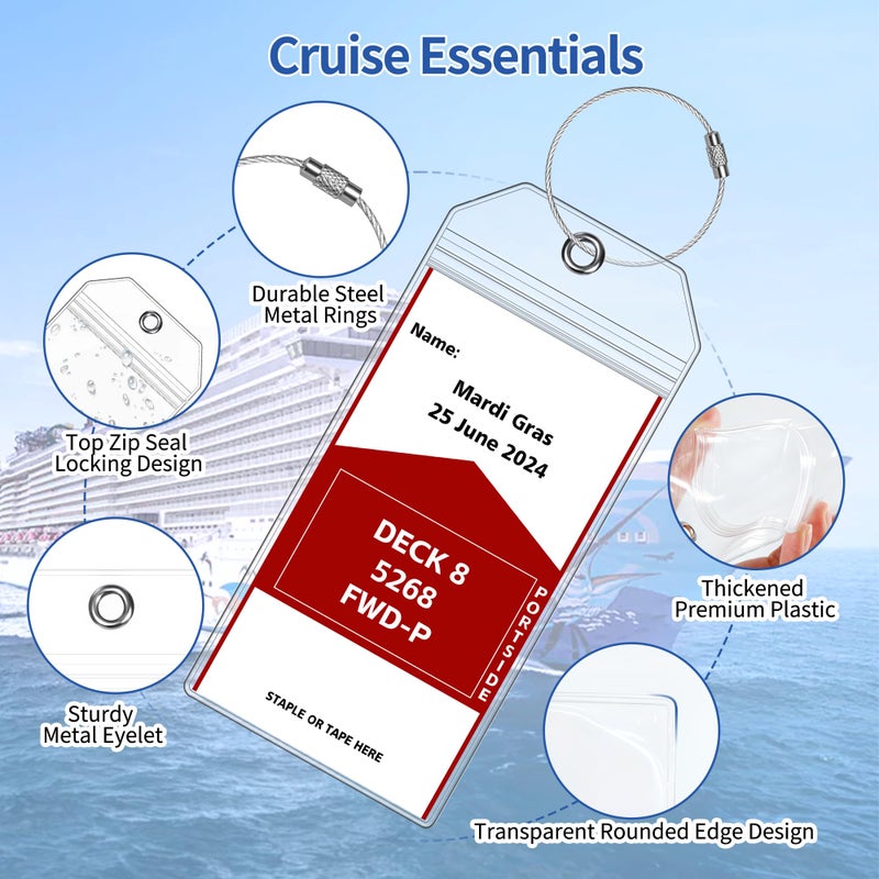 SEAVILIA 6 Pack Luggage Tags Travel Essentials & Cruise Essentials for NCL, Princess, Carnival, Royal Caribbean & Celebrity Cruise Ships by SEAVILIA - Image 4