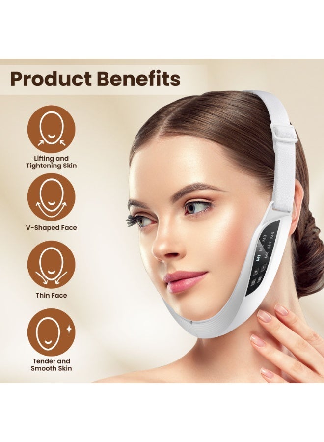 كيلو كيلو فولت جهاز تنحيف الوجه، جهاز تدليك الوجه على شكل حرف V، جهاز تقليل الذقن المزدوجة، 6 أوضاع، 8 مستويات شدة، جهاز شد الوجه، جهاز شد ذكي لشد الجلد المترهل، جهاز العناية ببشرة النساء، شد الخد على شكل حرف V، شد الوجه بتقنية EMS بالتيار الكهربائي الدقيق - Image 3