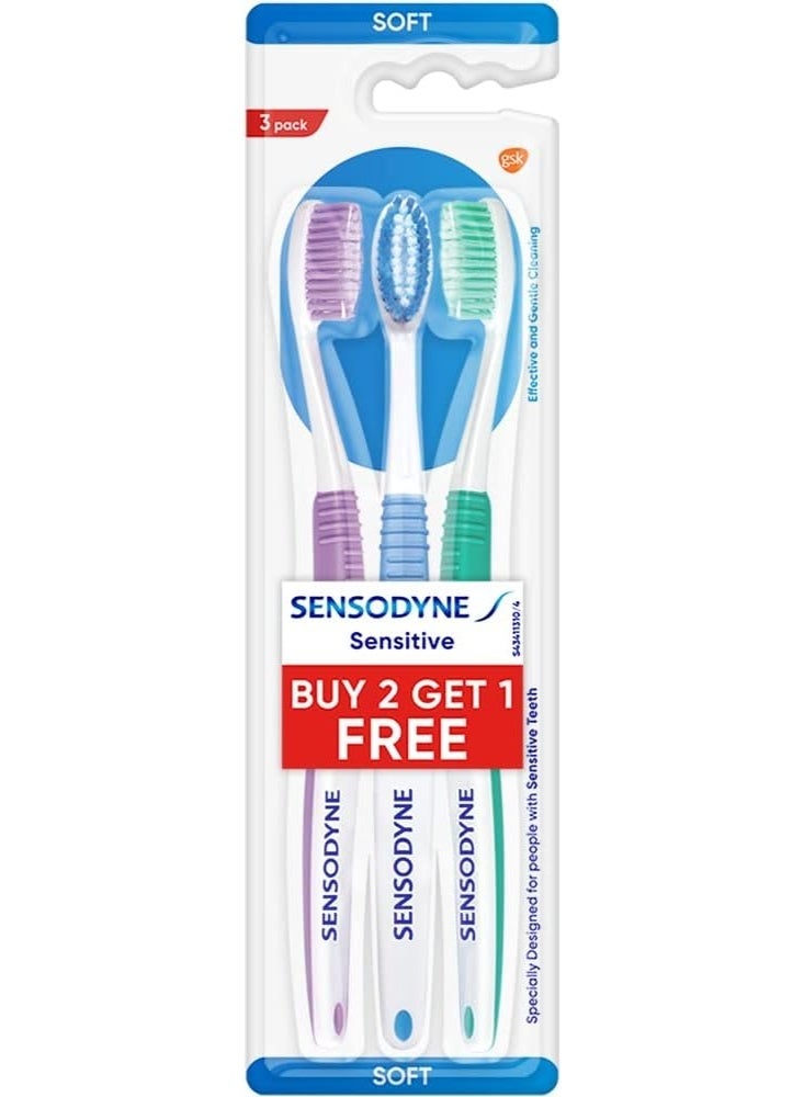 Sensodyne Sensitive Soft 3-Piece Toothbrush Set Multicolor - Image 1