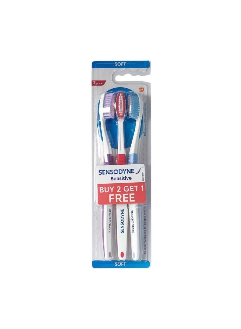 Sensodyne Sensitive Soft 3-Piece Toothbrush Set Multicolor - Image 2