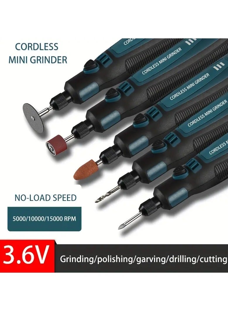 1 Set DIY Small Electric Grinder, Household Hand-held Electric Polishing Tool For Jade Engraving, USB Rechargeable Electric Grinder Set Mini Small Electric Grinder Pen, Power Tool  - Image 2