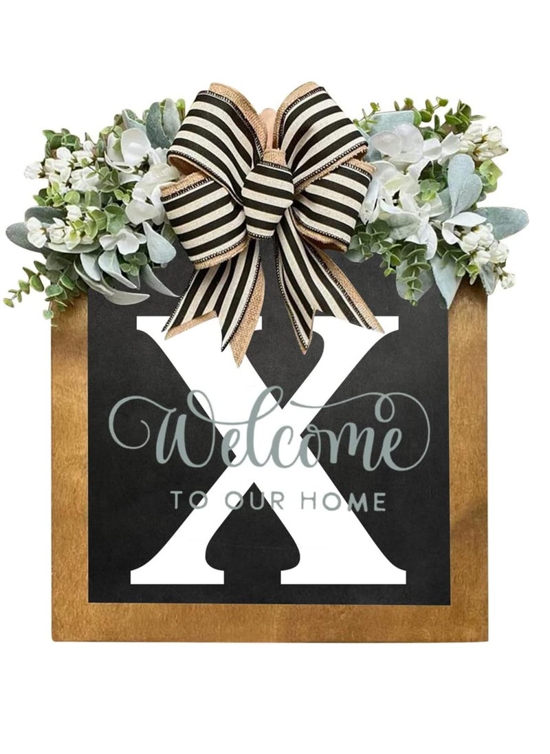 Y&D Welcome Sign Creative Bowknot Letter Wreath In Front Of The Door Outdoor Decoration Props For The Courtyard 30x35CM  - Image 1